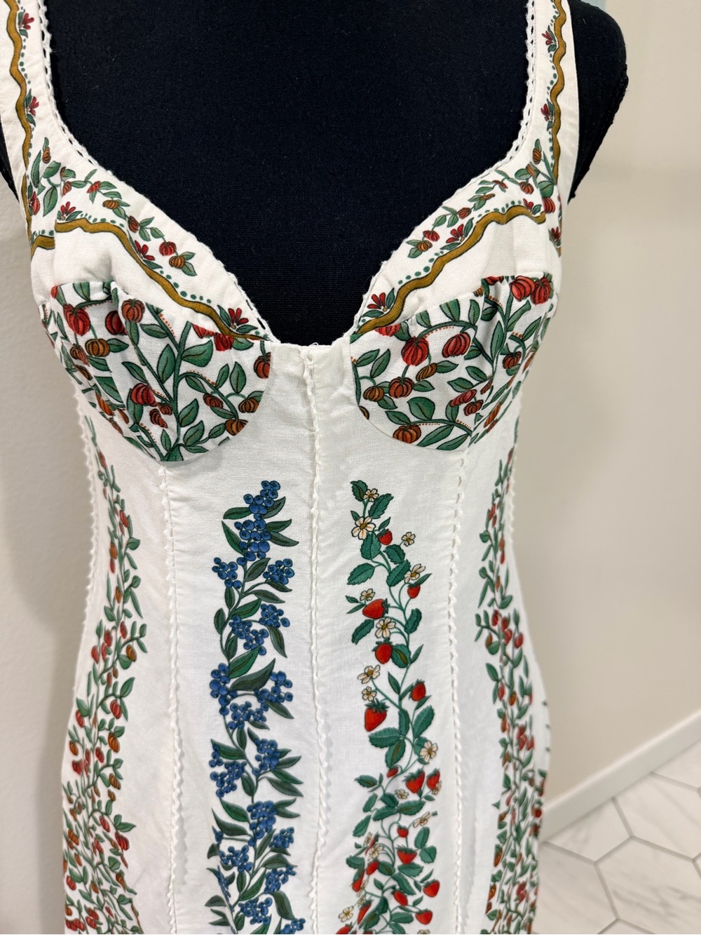 FARM Rio White Maxi Dress with Red & Green Floral Embroidery - Picture 2 of 9